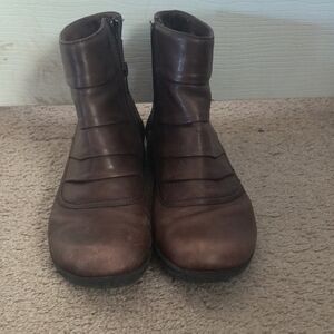 Clarks Women's Brown Ankle Boots With Buckle Detail